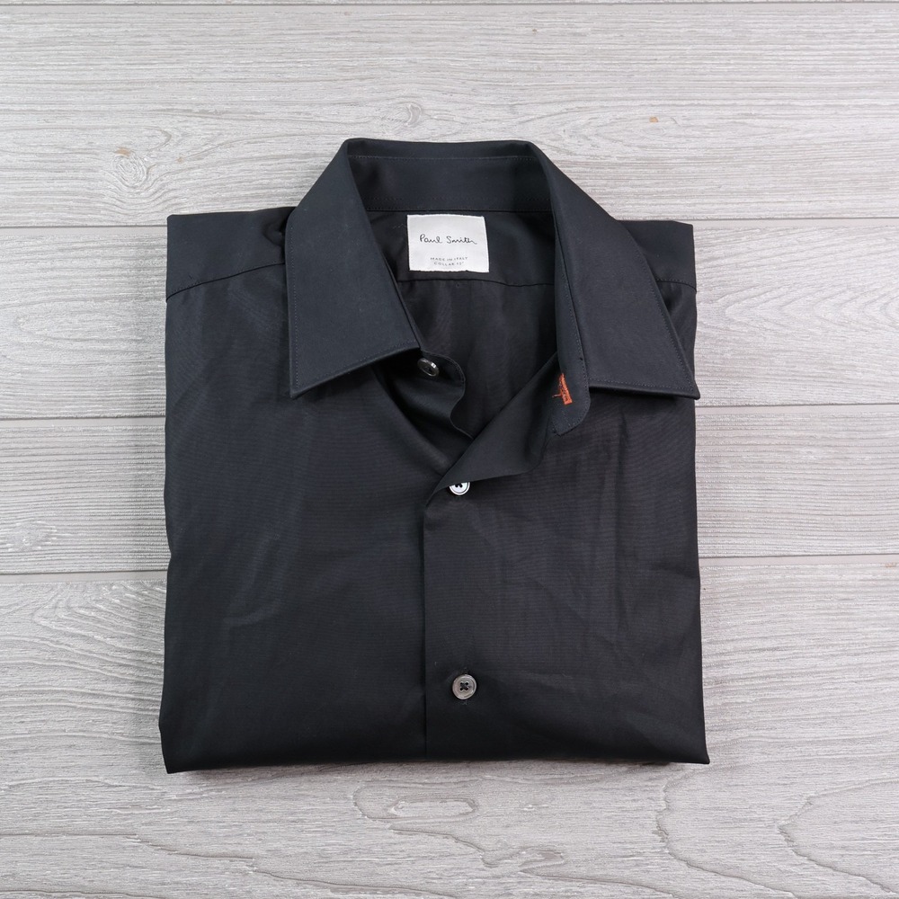 Paul Smith Italy Black Cotton Dress Shirt Men's 15/33 Orange Stitch